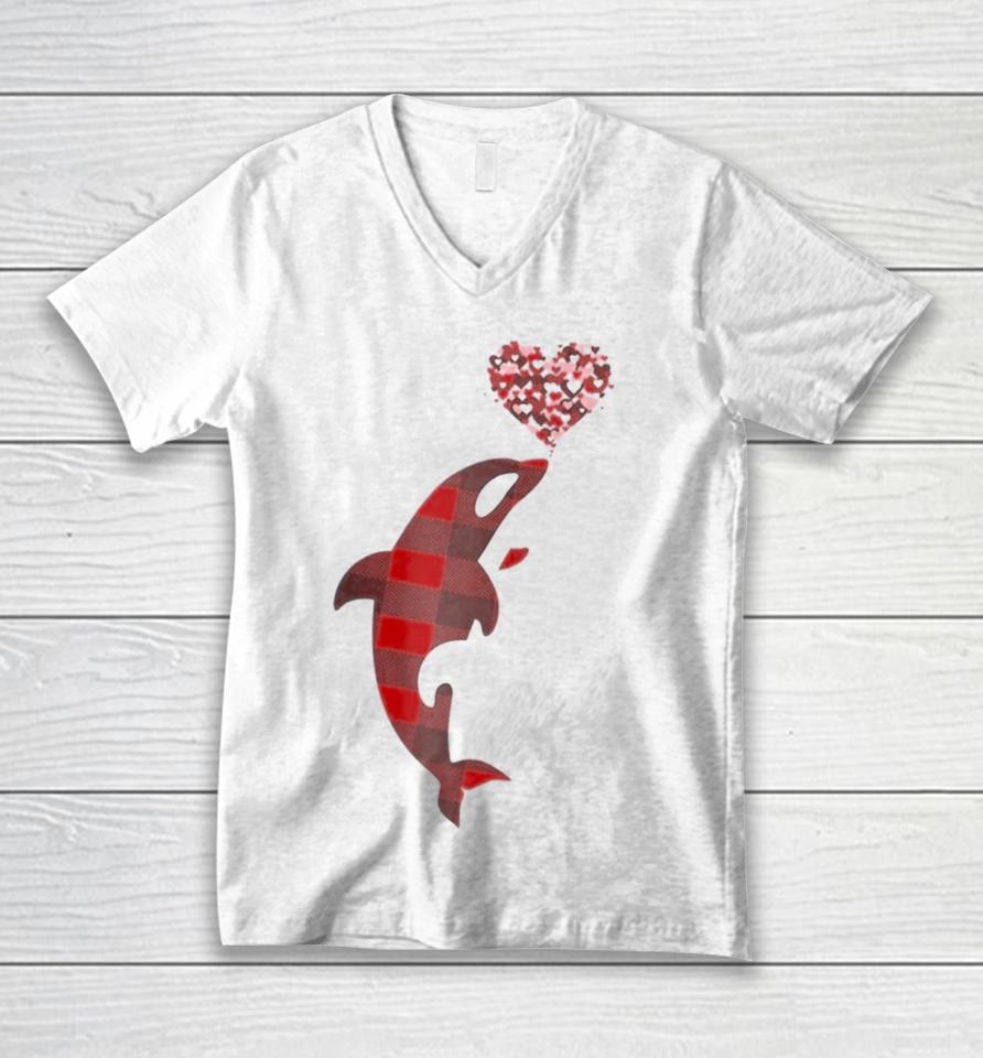 Orca Is My Valentines Love Orca Raglan Baseball Unisex V-Neck T-Shirt