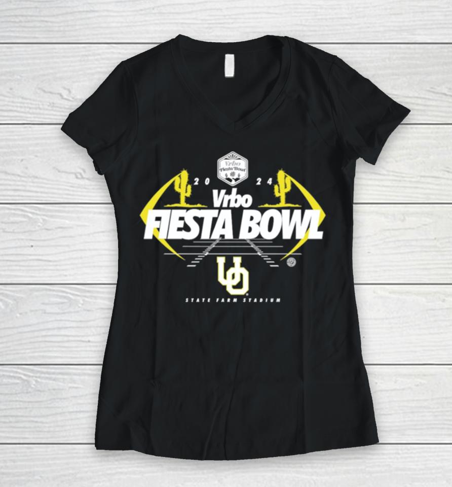 Oregon Ducks 2024 Vrbo Fiesta Bowl Bound Women V-Neck T-Shirt