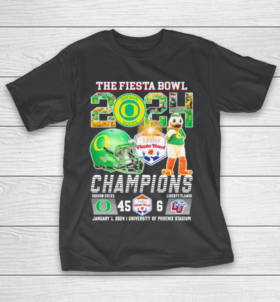 Oregon Ducks Football 2024 The Fiesta Bowl Champions Victory 45 6 T-Shirt