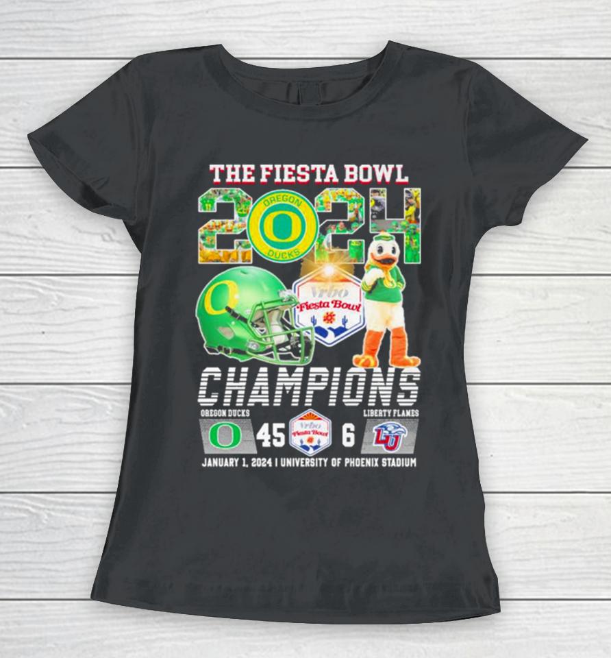 Oregon Ducks Football 2024 The Fiesta Bowl Champions Victory 45 6 Women T-Shirt
