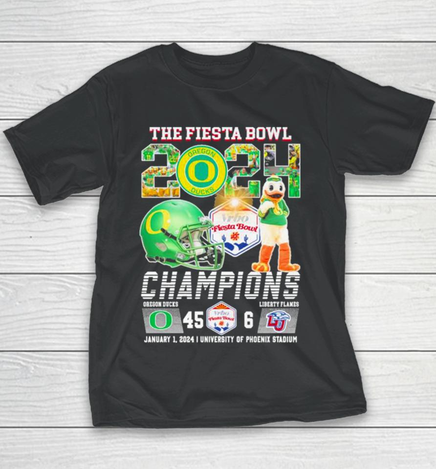 Oregon Ducks Football 2024 The Fiesta Bowl Champions Victory 45 6 Youth T-Shirt