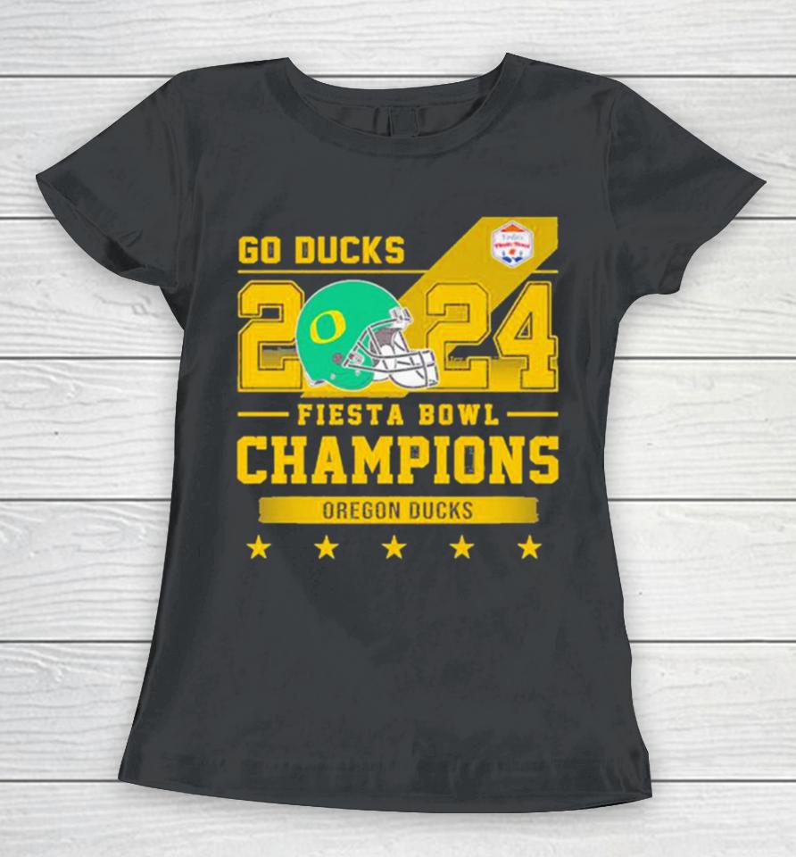 Oregon Ducks Football Go Ducks 2024 Fiesta Bowl Champions Helmet Women T-Shirt