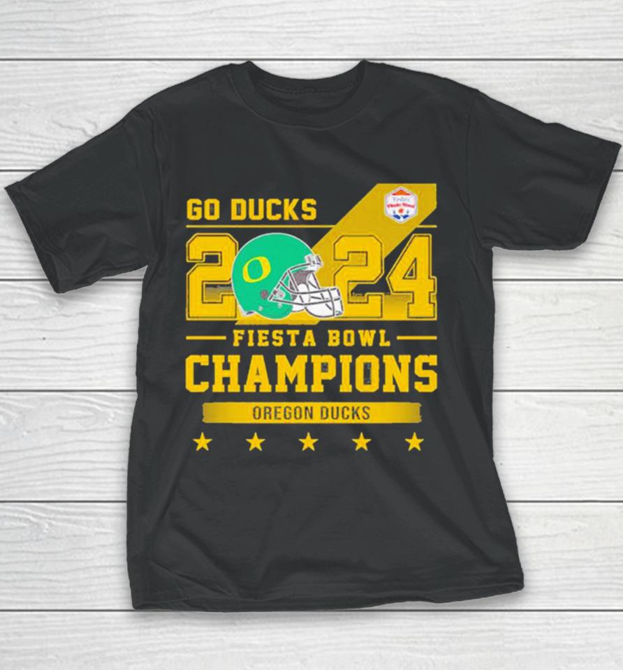 Oregon Ducks Football Go Ducks 2024 Fiesta Bowl Champions Helmet Youth T-Shirt