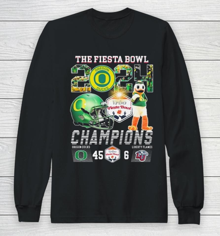 Oregon Ducks Mascot The Fiesta Bowl 2024 Champions Long Sleeve T-Shirt