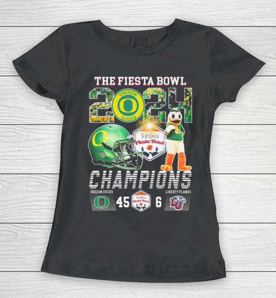 Oregon Ducks Mascot The Fiesta Bowl 2024 Champions Women T-Shirt