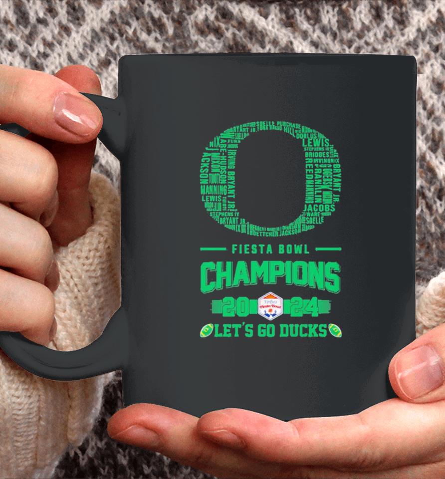 Oregon Ducks Players Names 2024 Fiesta Bowl Champions Logo Let’s Go Ducks Coffee Mug