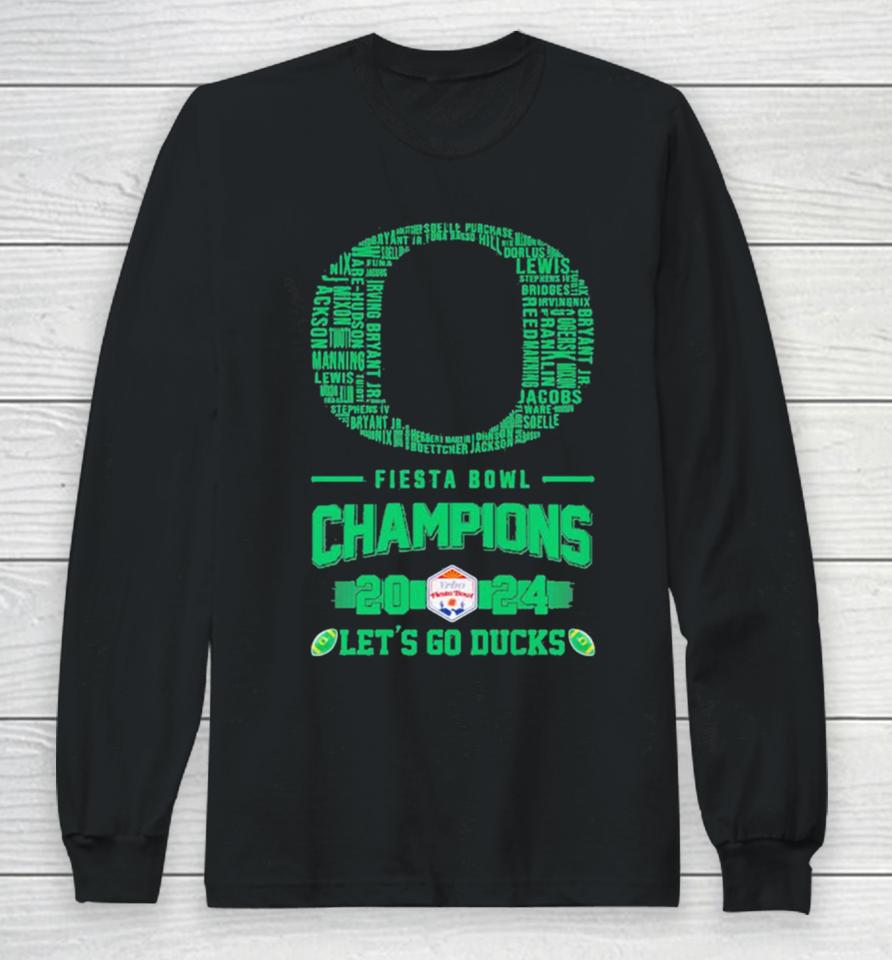 Oregon Ducks Players Names 2024 Fiesta Bowl Champions Logo Let’s Go Ducks Long Sleeve T-Shirt