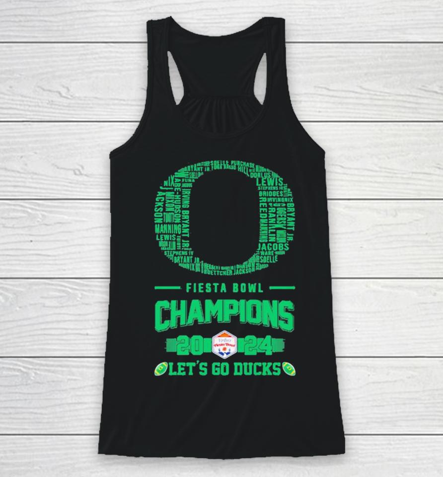 Oregon Ducks Players Names 2024 Fiesta Bowl Champions Logo Let’s Go Ducks Racerback Tank