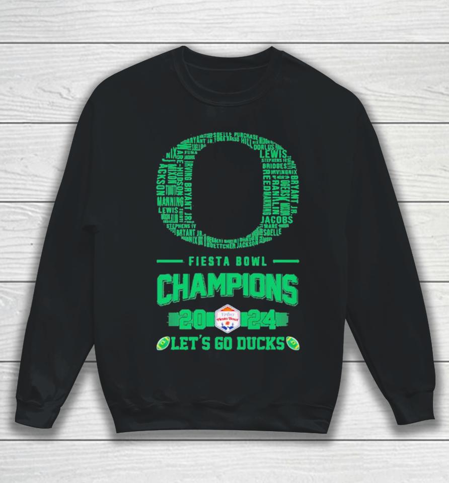 Oregon Ducks Players Names 2024 Fiesta Bowl Champions Logo Let’s Go Ducks Sweatshirt