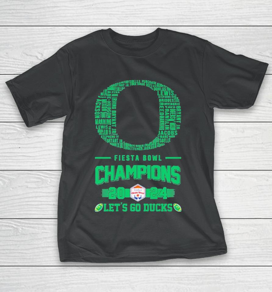 Oregon Ducks Players Names 2024 Fiesta Bowl Champions Logo Let’s Go Ducks T-Shirt