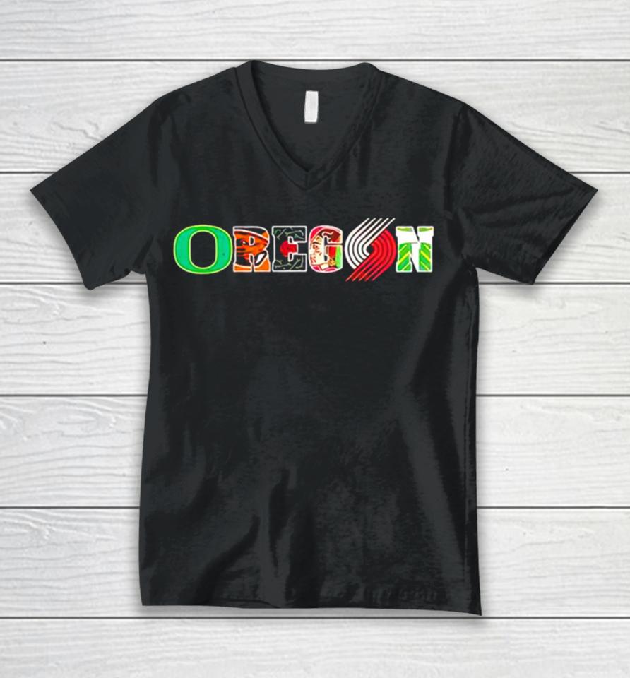 Oregon Portland Trail Blazers Team Logo Unisex V-Neck T-Shirt