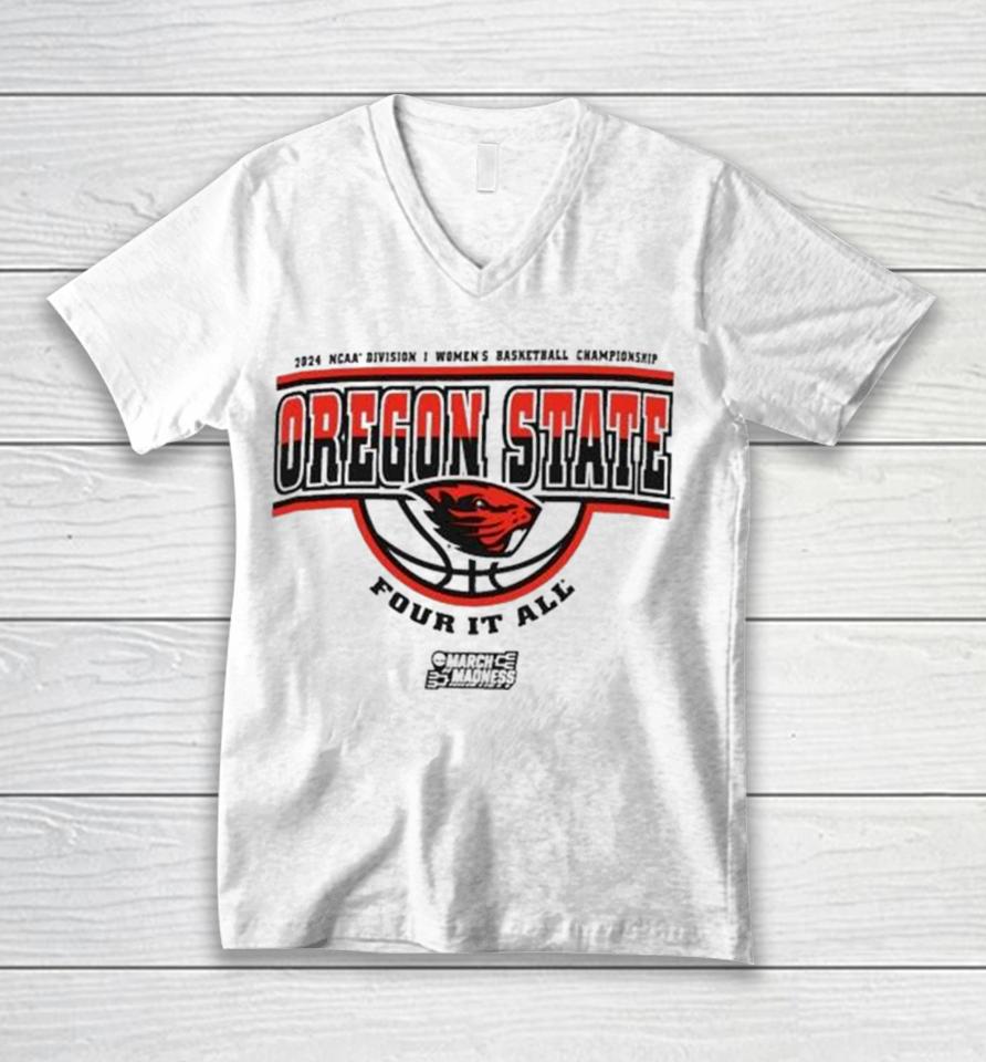 Oregon State Beavers 2024 Ncaa Division I Women’s Basketball Championship Four It All Unisex V-Neck T-Shirt