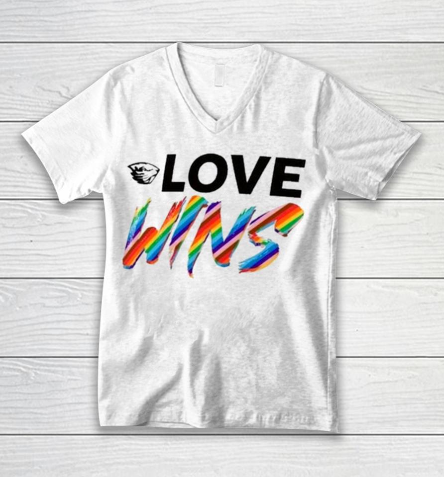 Oregon State Beavers Love Wins Pride 2024 Unisex V-Neck T-Shirt