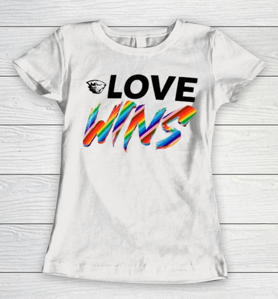 Oregon State Beavers Love Wins Pride 2024 Women T-Shirt