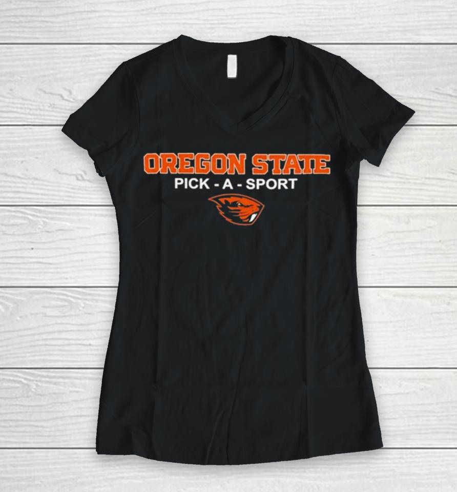 Oregon State Beavers Pick A Sport Logo 2023 Women V-Neck T-Shirt