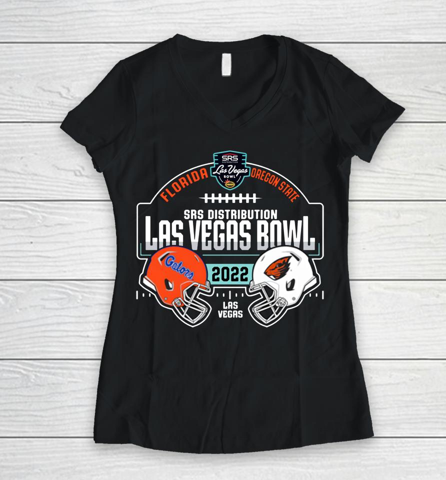 Oregon Vs Florida Gators Las Vegas Bowl 2022 Women V-Neck T-Shirt