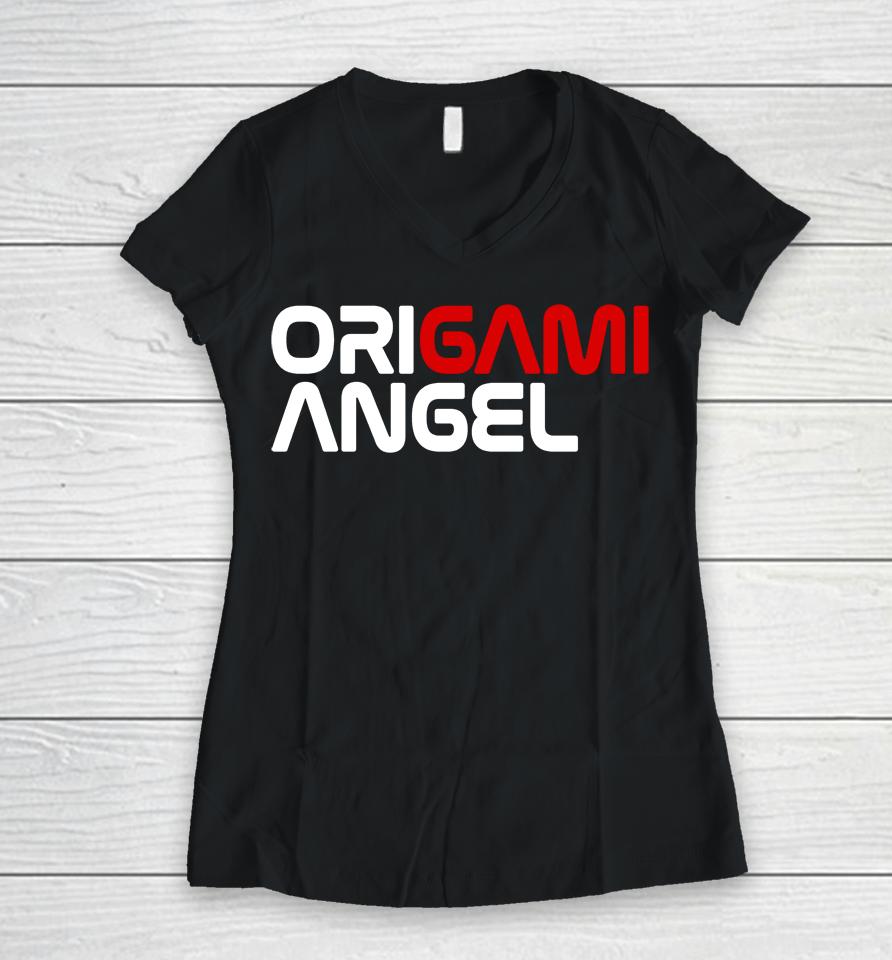 Origami Angel Logo Women V-Neck T-Shirt