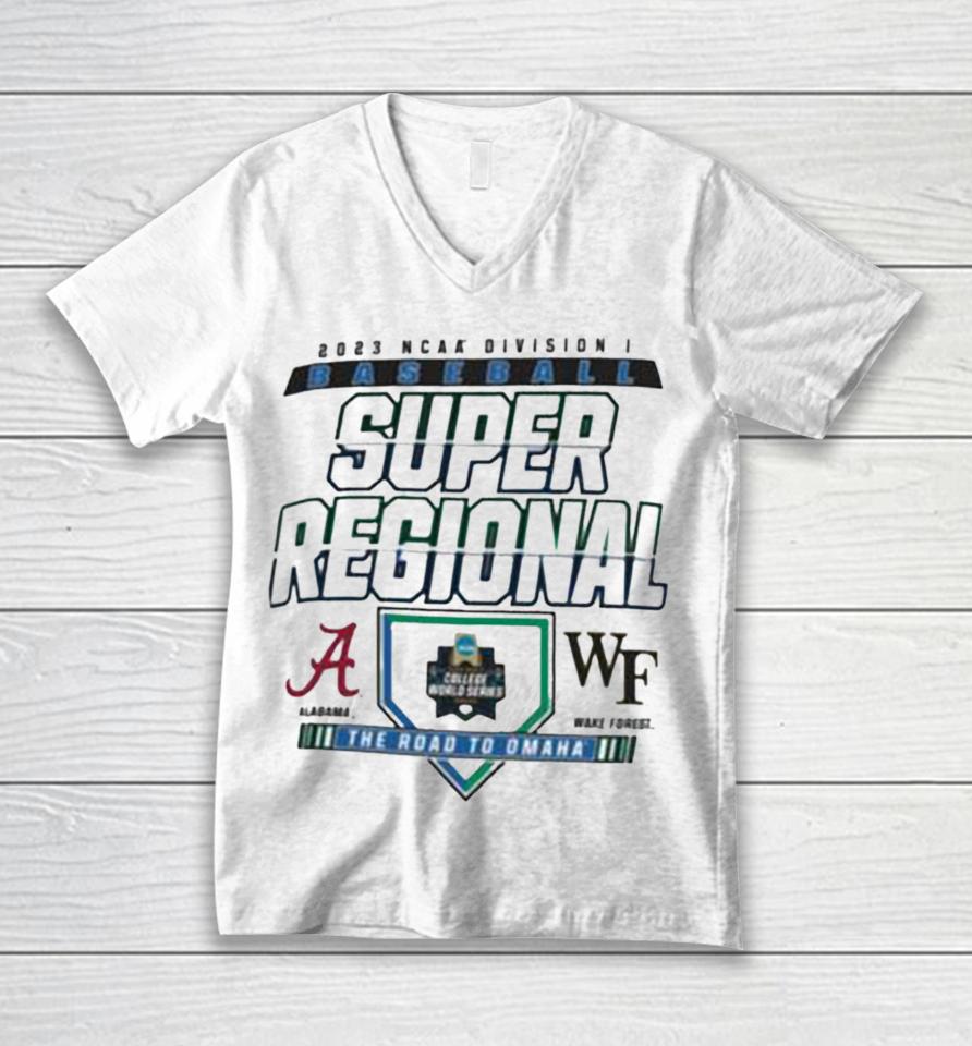 Original 2023 Ncaa Division I Baseball Super Regional Alabama Vs Wake Forest Demon Matchup Unisex V-Neck T-Shirt