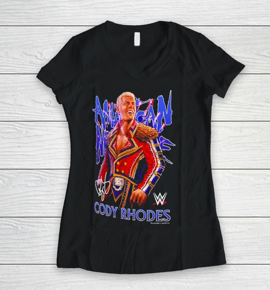 Original Cody Rhodes Ripple Junction American Nightmare Graphic Women V-Neck T-Shirt