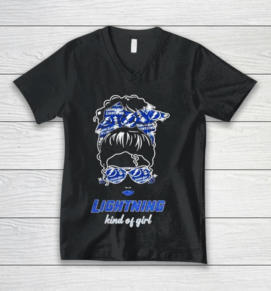 Original Messy Bun Tampa Bay Lightning Kind Of Girl Unisex V-Neck T-Shirt