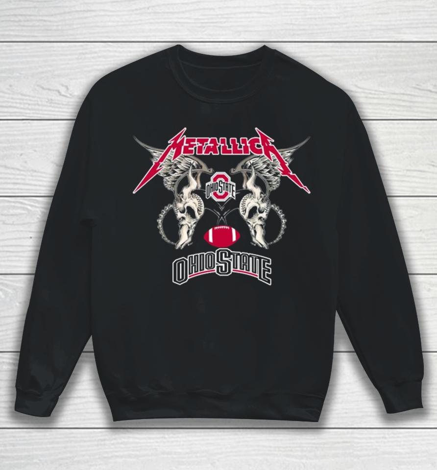 Original Ncaa Ohio State Buckeyes Logo Black Metallica Wings Sweatt Sweatshirt