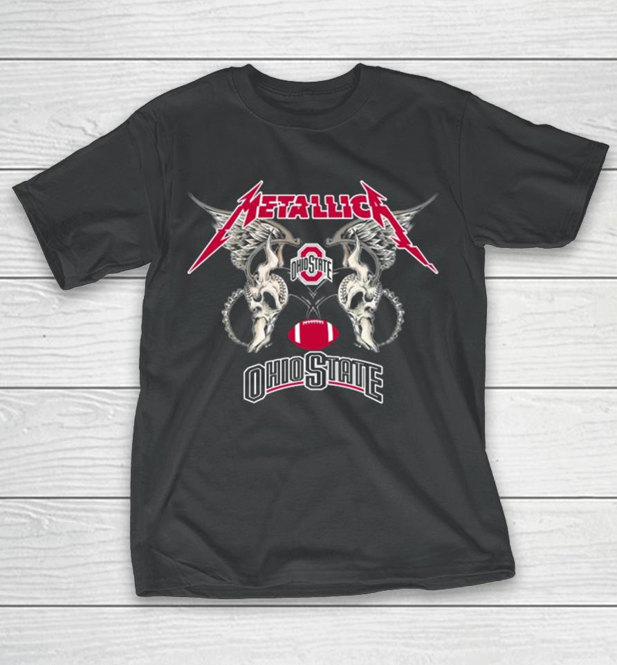 Original Ncaa Ohio State Buckeyes Logo Black Metallica Wings Sweatt T-Shirt