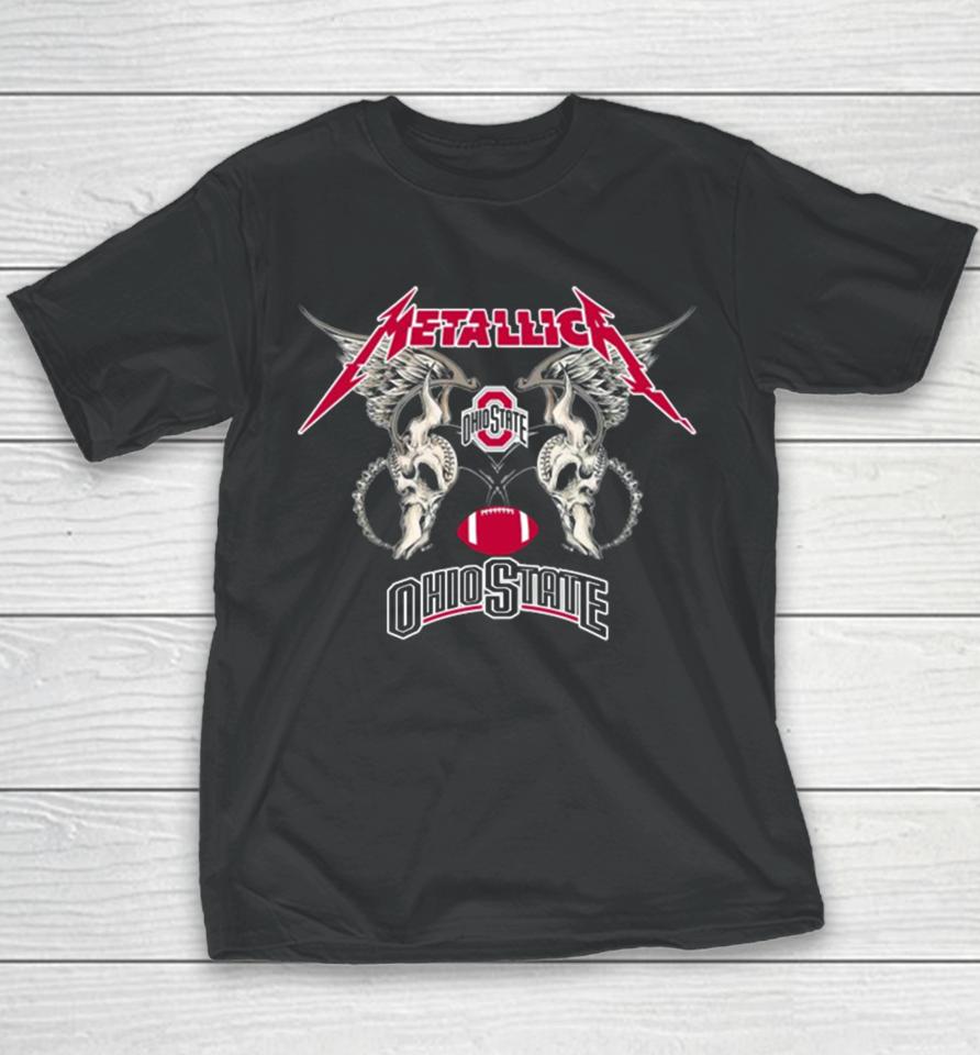 Original Ncaa Ohio State Buckeyes Logo Black Metallica Wings Sweatt Youth T-Shirt