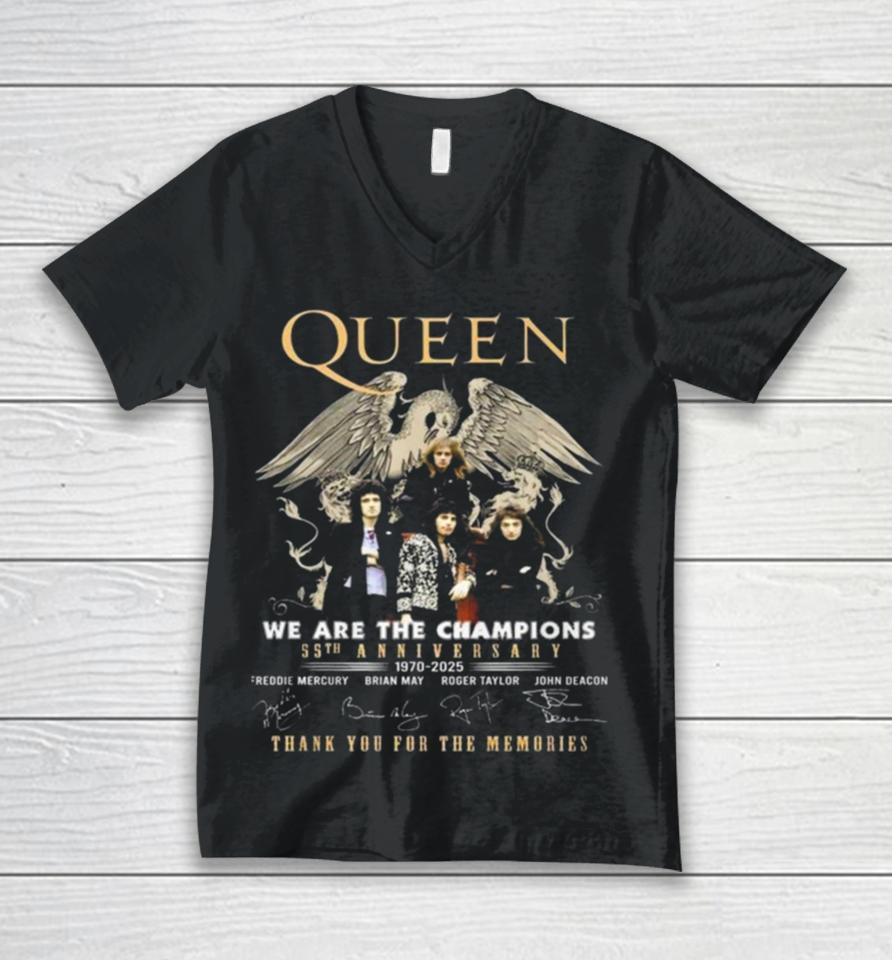 Original Queen We Are The Champions 55Th Anniversary 1970 – 2025 Thank You For The Memories Unisex V-Neck T-Shirt