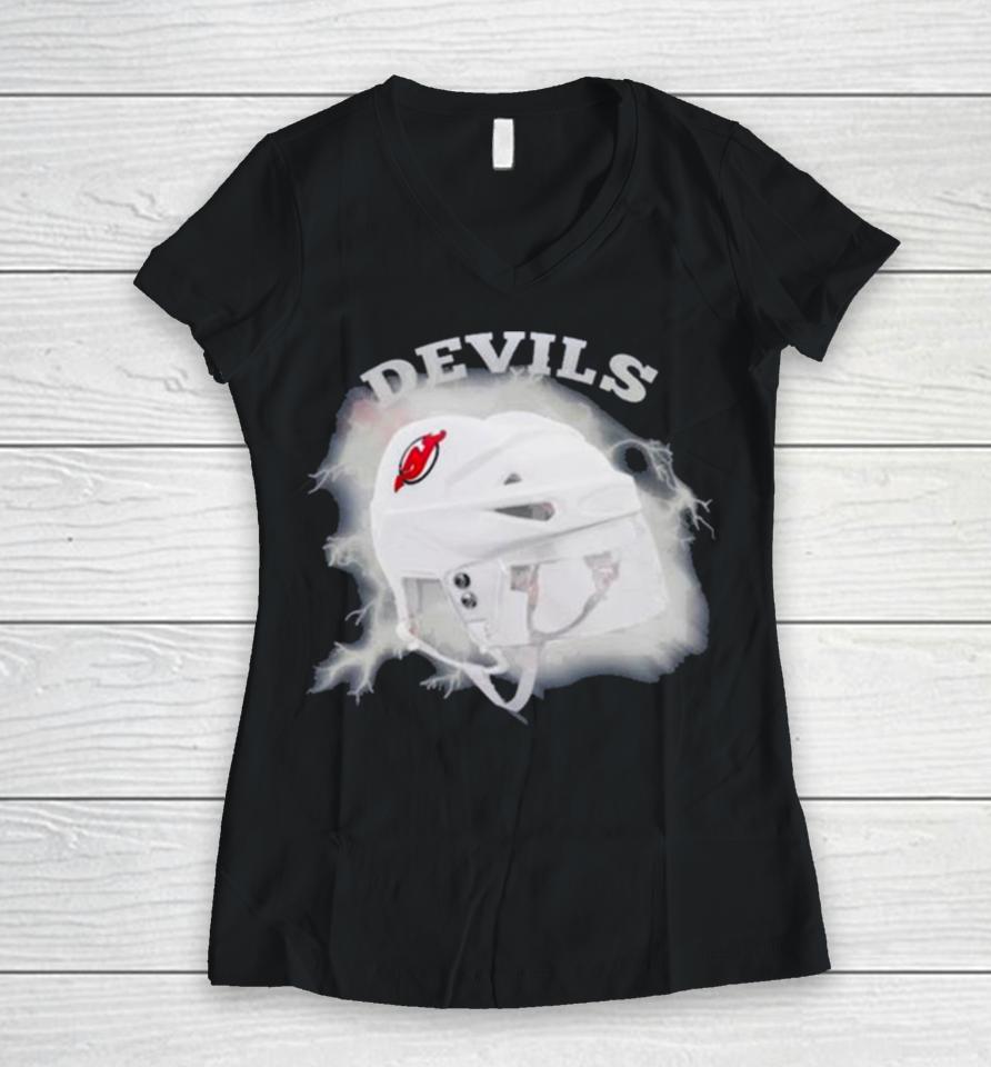 Original Teams Come From The Sky New Jersey Devils Women V-Neck T-Shirt
