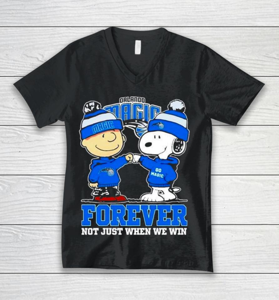 Orlando Magic Nba Snoopy And Charlie Brown Forever Not Just When We Win 2024 Unisex V-Neck T-Shirt