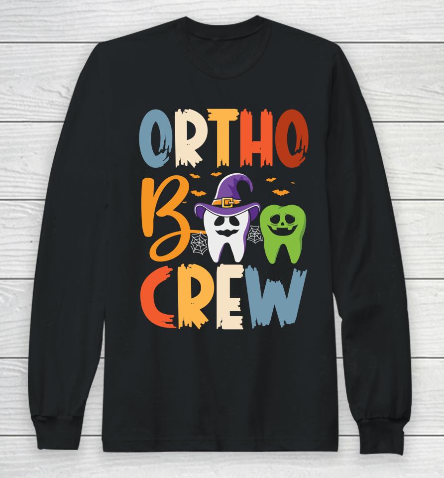 Orthodontist Halloween Orthodontic Boo Braces Teeth Crew Long Sleeve T-Shirt