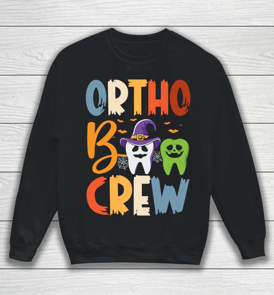 Orthodontist Halloween Orthodontic Boo Braces Teeth Crew Sweatshirt