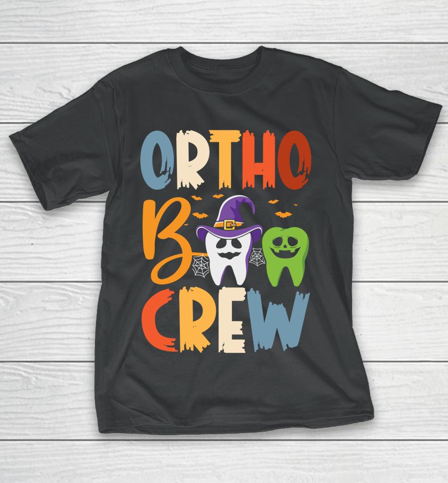 Orthodontist Halloween Orthodontic Boo Braces Teeth Crew T-Shirt