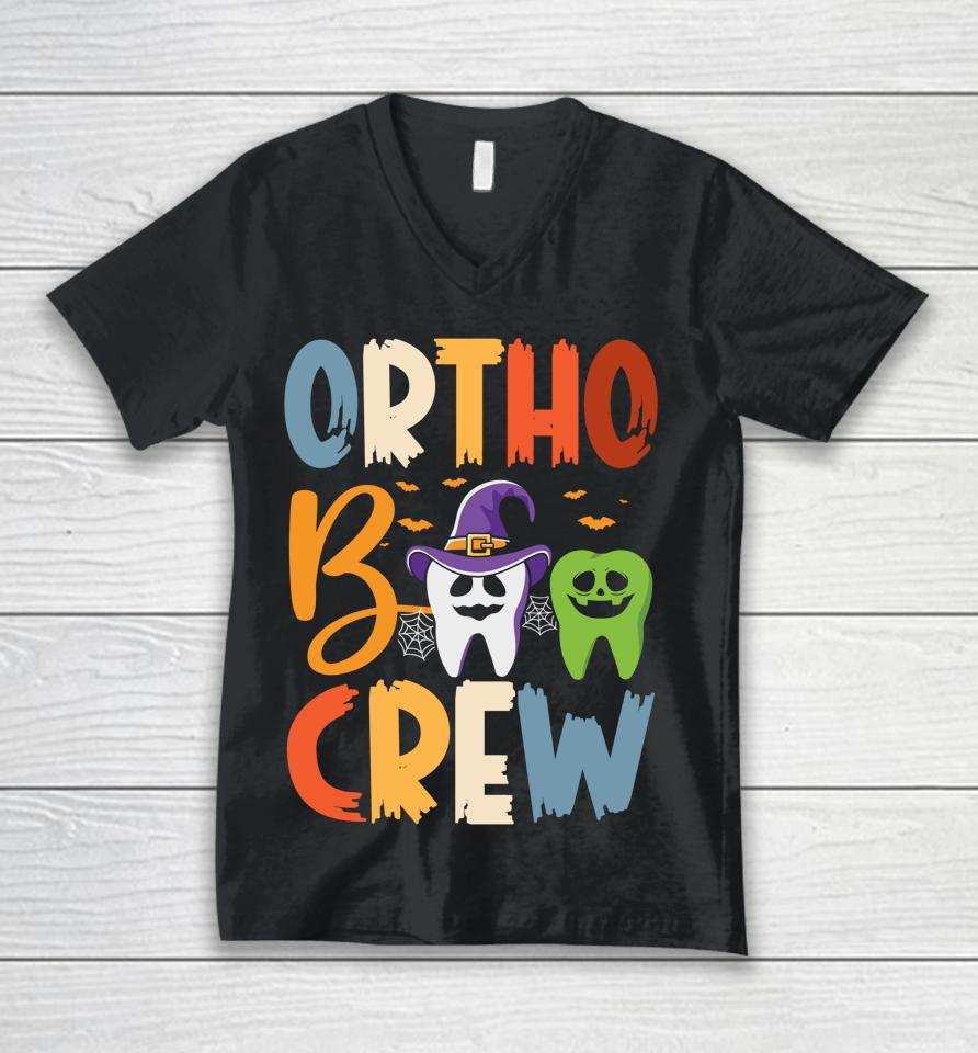 Orthodontist Halloween Orthodontic Boo Braces Teeth Crew Unisex V-Neck T-Shirt