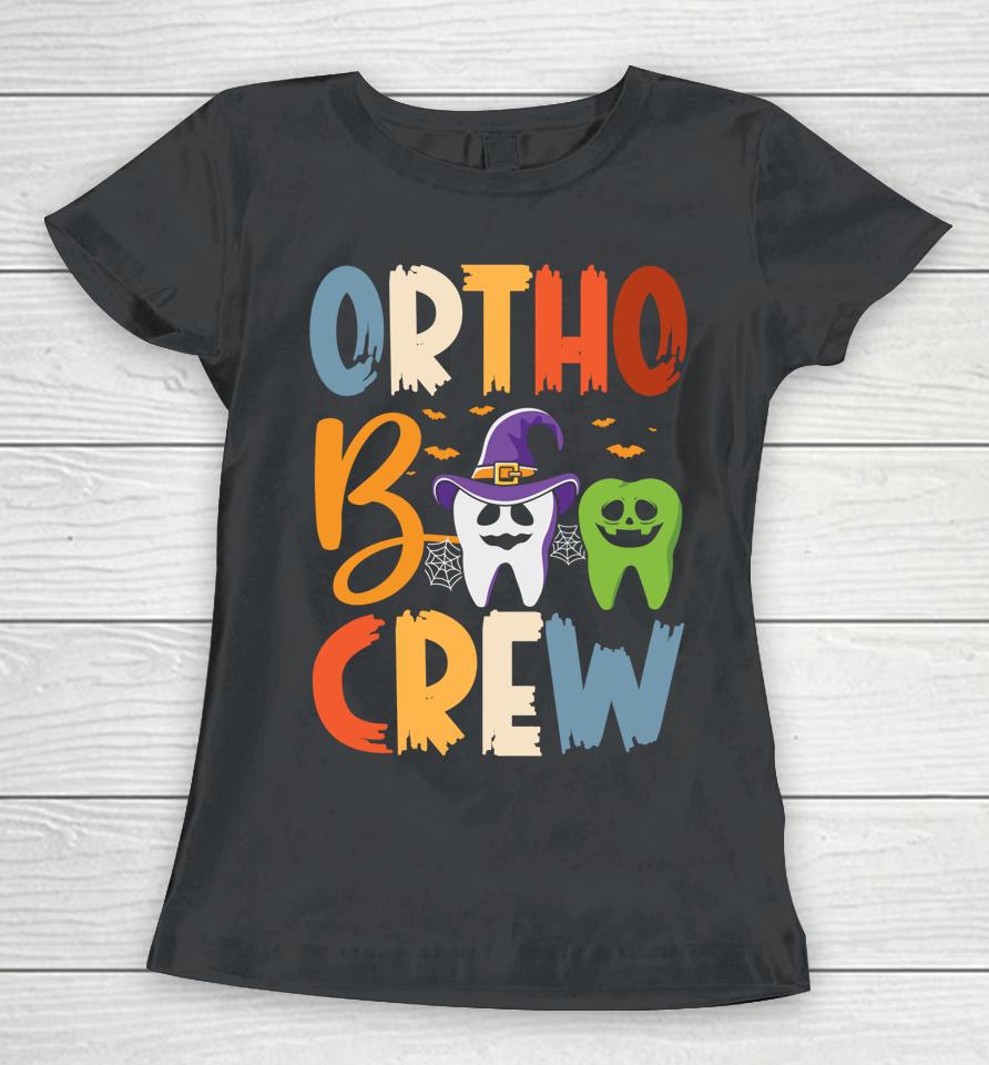Orthodontist Halloween Orthodontic Boo Braces Teeth Crew Women T-Shirt