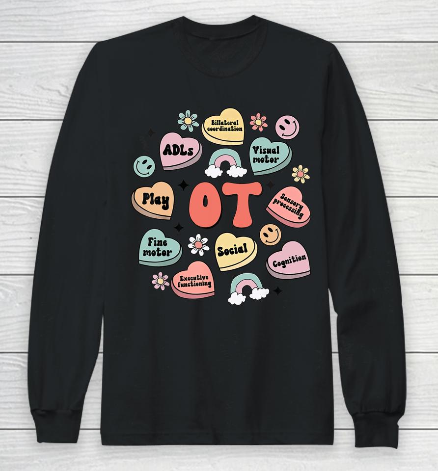 Ot Valentine's Day Occupational Therapy Candy Heart Long Sleeve T-Shirt