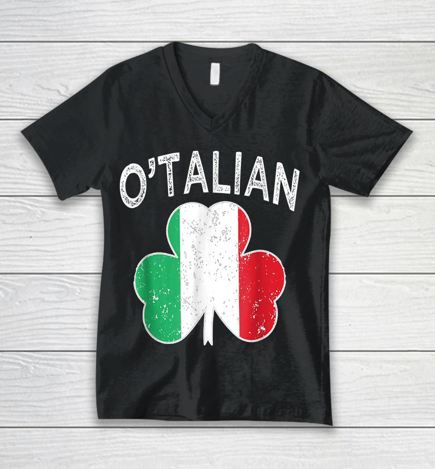 O'talian Italian St Patrick's Day Italia Flag Shamrock Unisex V-Neck T-Shirt