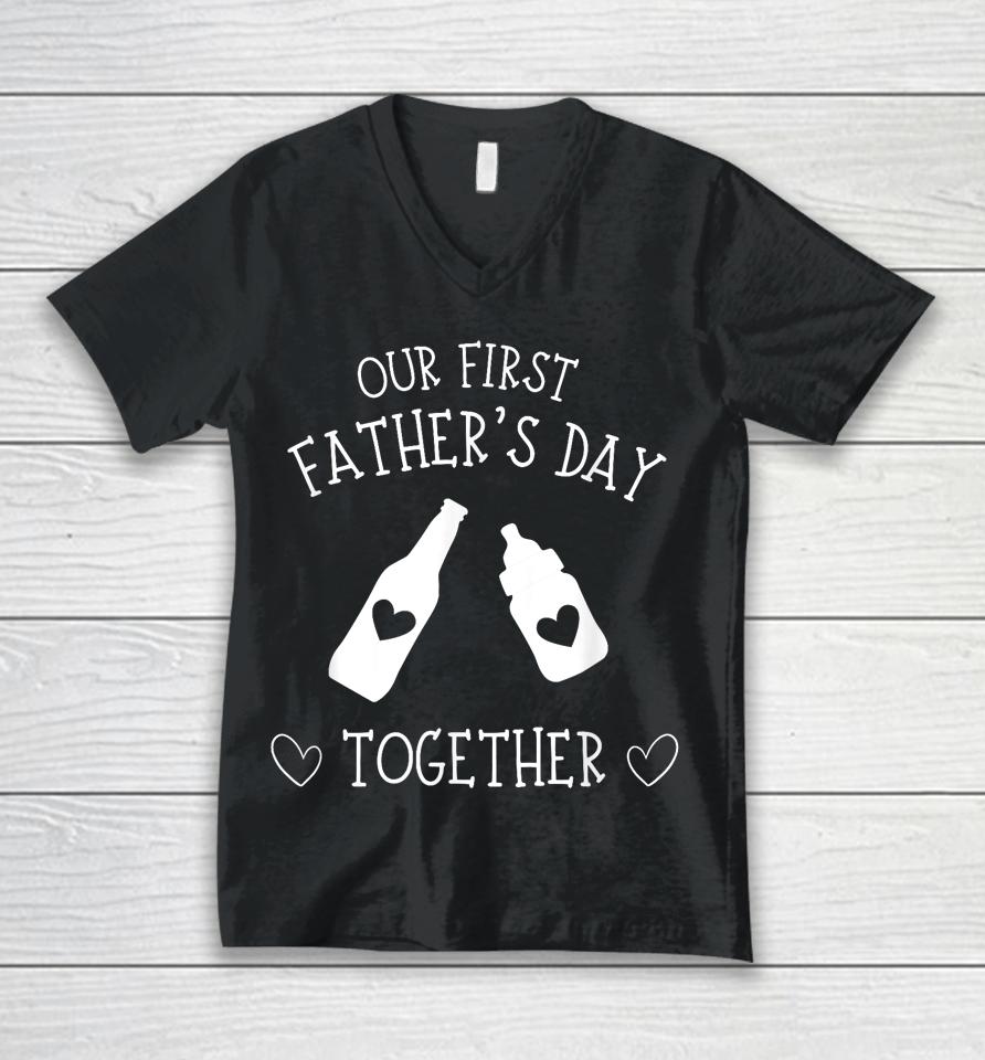 Our First Father's Day Together 2023, New Dad, Father Son Unisex V-Neck T-Shirt