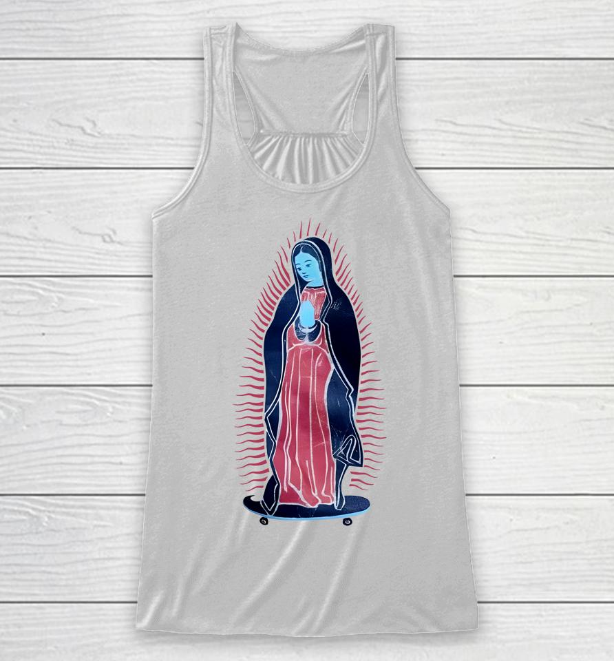 Our Lady Of Guadalupe On Skateboard Racerback Tank