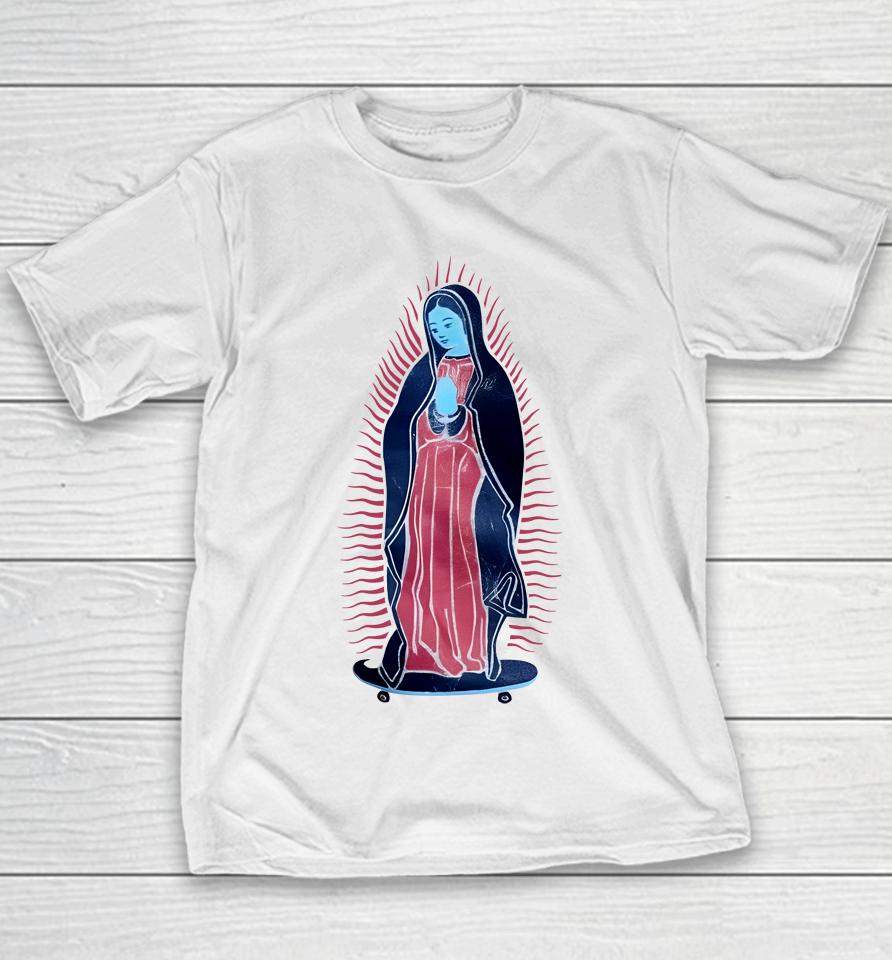 Our Lady Of Guadalupe On Skateboard Youth T-Shirt