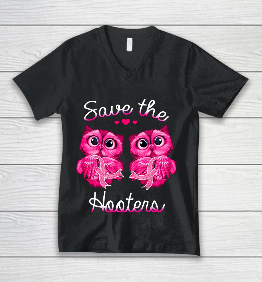 Owl Breast Cancer Awareness Save The Hooters Unisex V-Neck T-Shirt