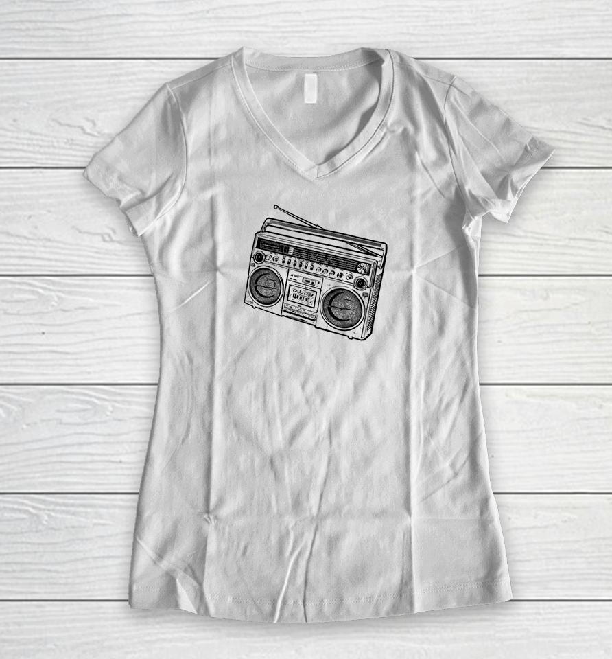 Owlcitymusic Merch Owl City Boom Box Women V-Neck T-Shirt