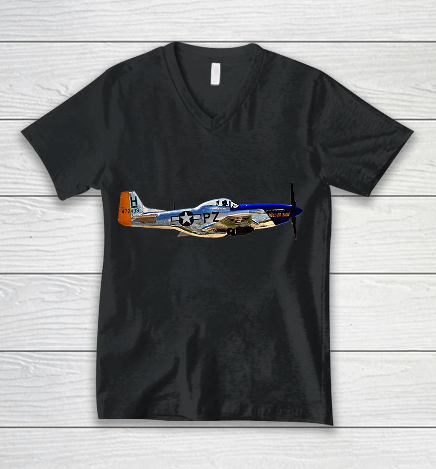 P-51 Mustang Wwii Fighter Plane Unisex V-Neck T-Shirt