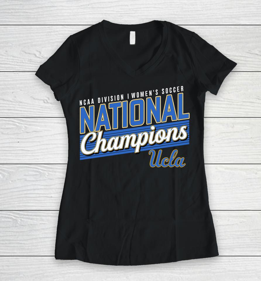 Pac-12 Black Ucla Bruins Division Women's Soccer National Champions Women V-Neck T-Shirt