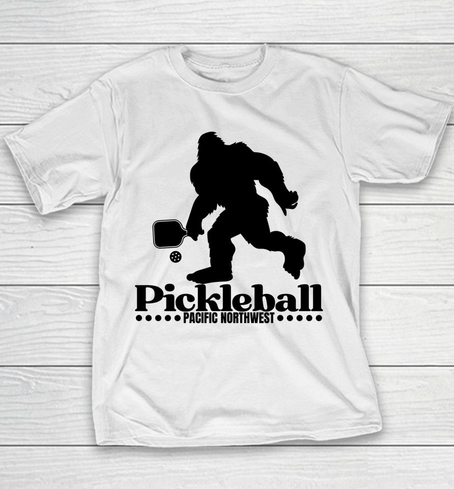 Pacific Northwest Pickleball Player Bigfoot Pickleball Lover Youth T-Shirt