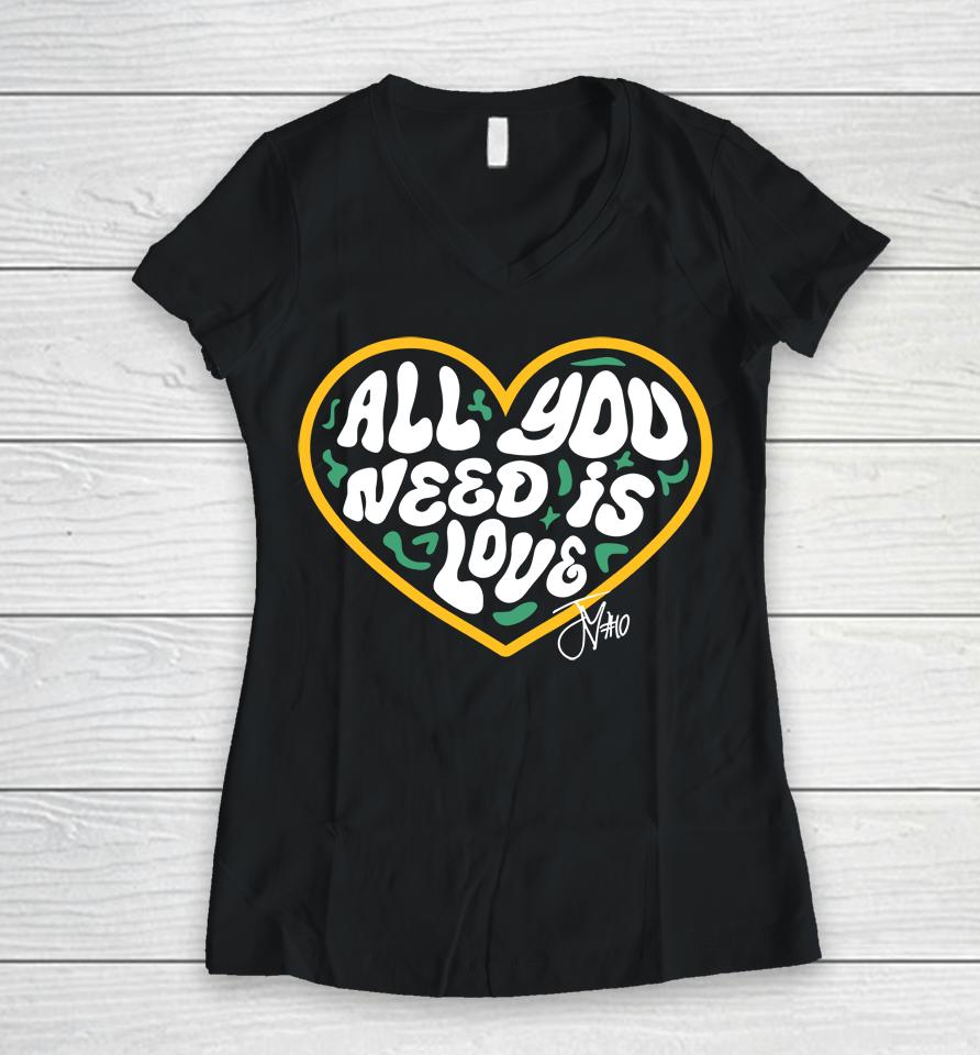 Packer All You Need Is Love 10 Women V-Neck T-Shirt