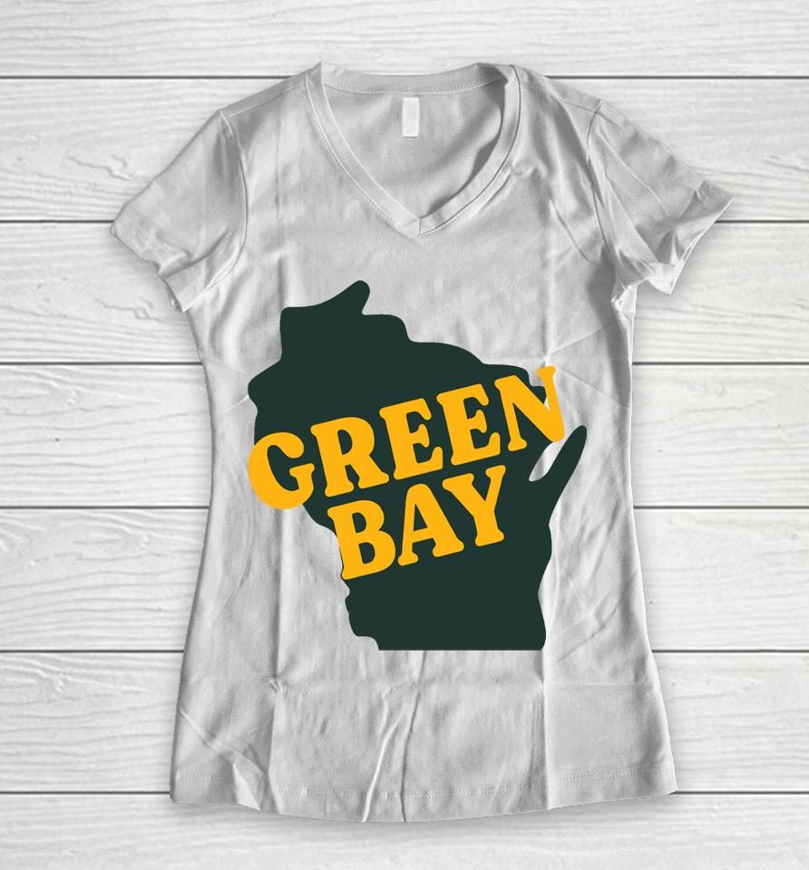 Packers Pro Shop Hometown State Reversed Women V-Neck T-Shirt