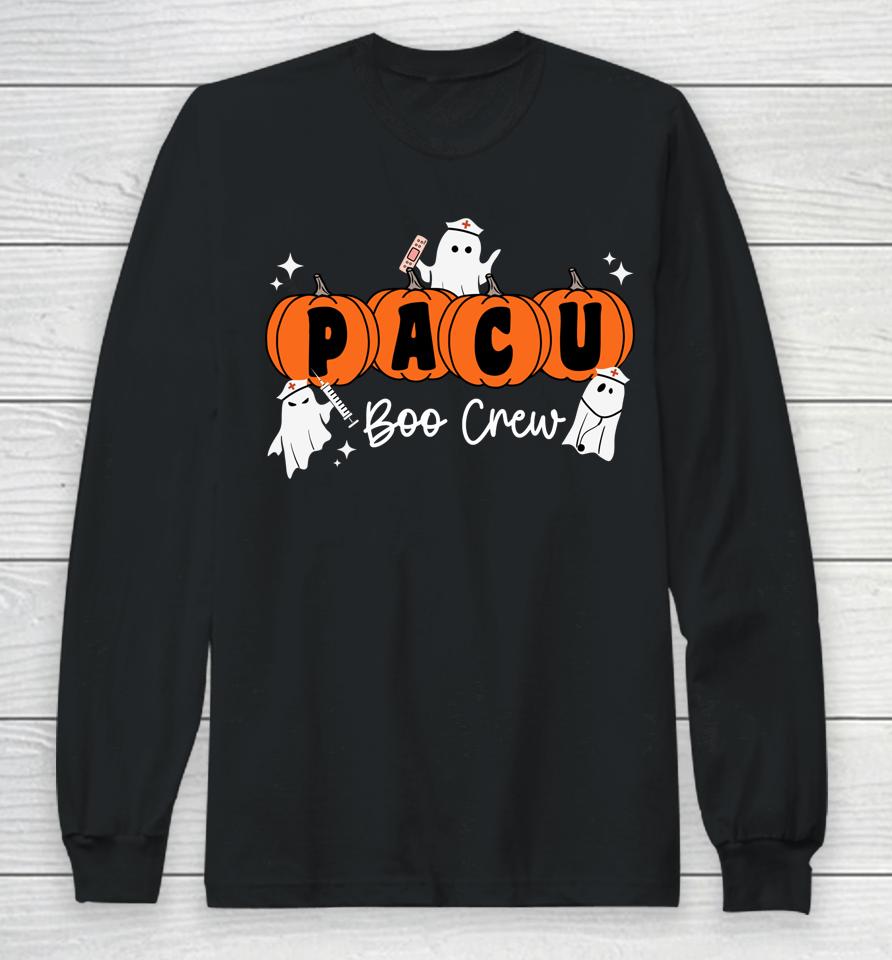 Pacu Boo Crew Ghost Pumpkin For Pacu Nurse Halloween Long Sleeve T-Shirt