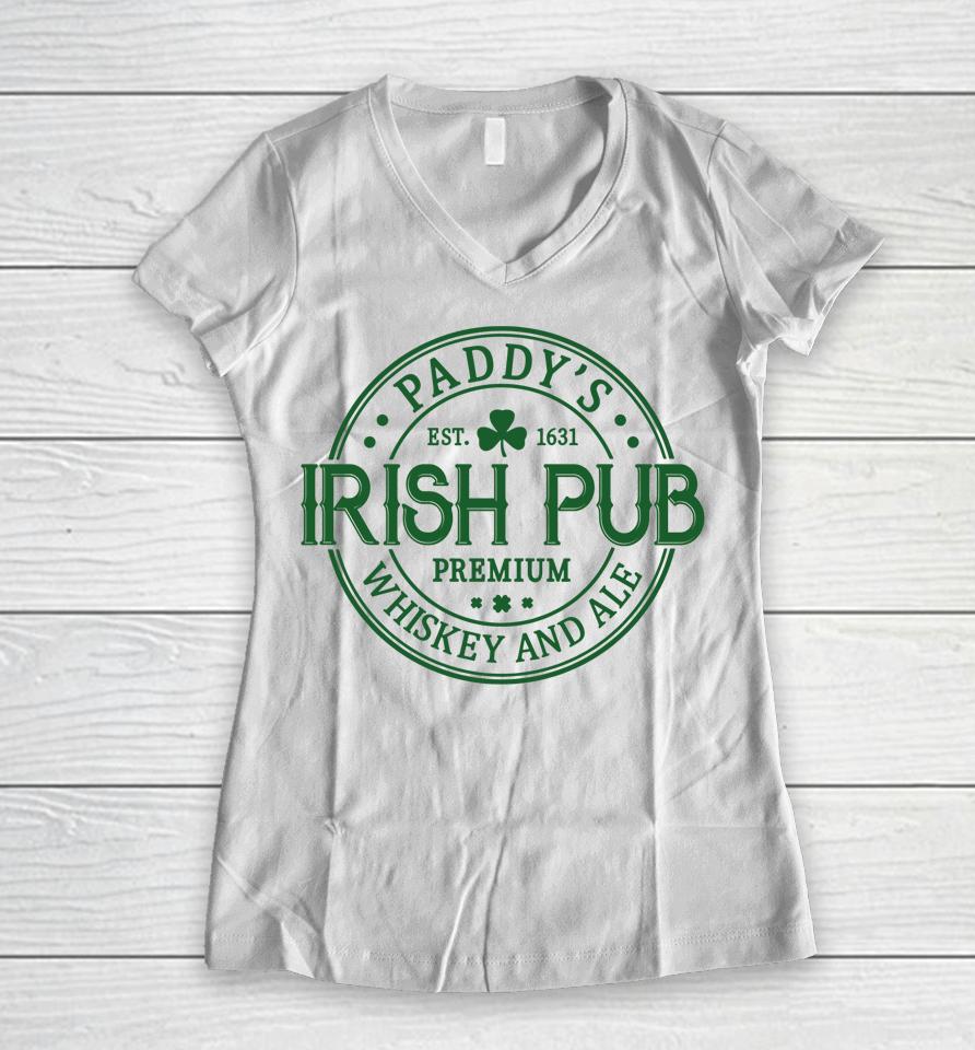 Paddy's Irish Pub Whiskey Beer Ireland St. Patrick's Day Tee Women V-Neck T-Shirt