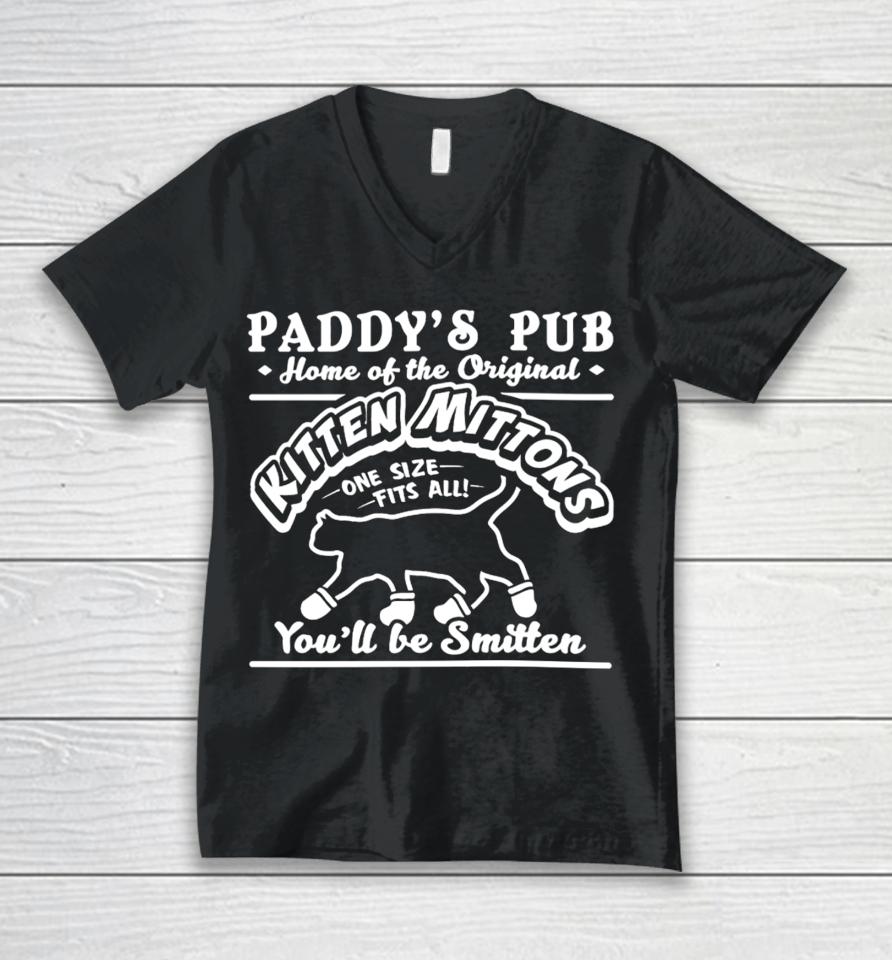 Paddy's Pub Home Of The Original Kitten Mittons Unisex V-Neck T-Shirt